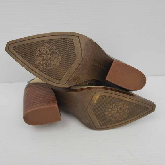 Vince Camuto Womens Gannilla Ankle Boots Brown Leather Zip Heel Snake Panel 6.5M - Picture 12 of 16